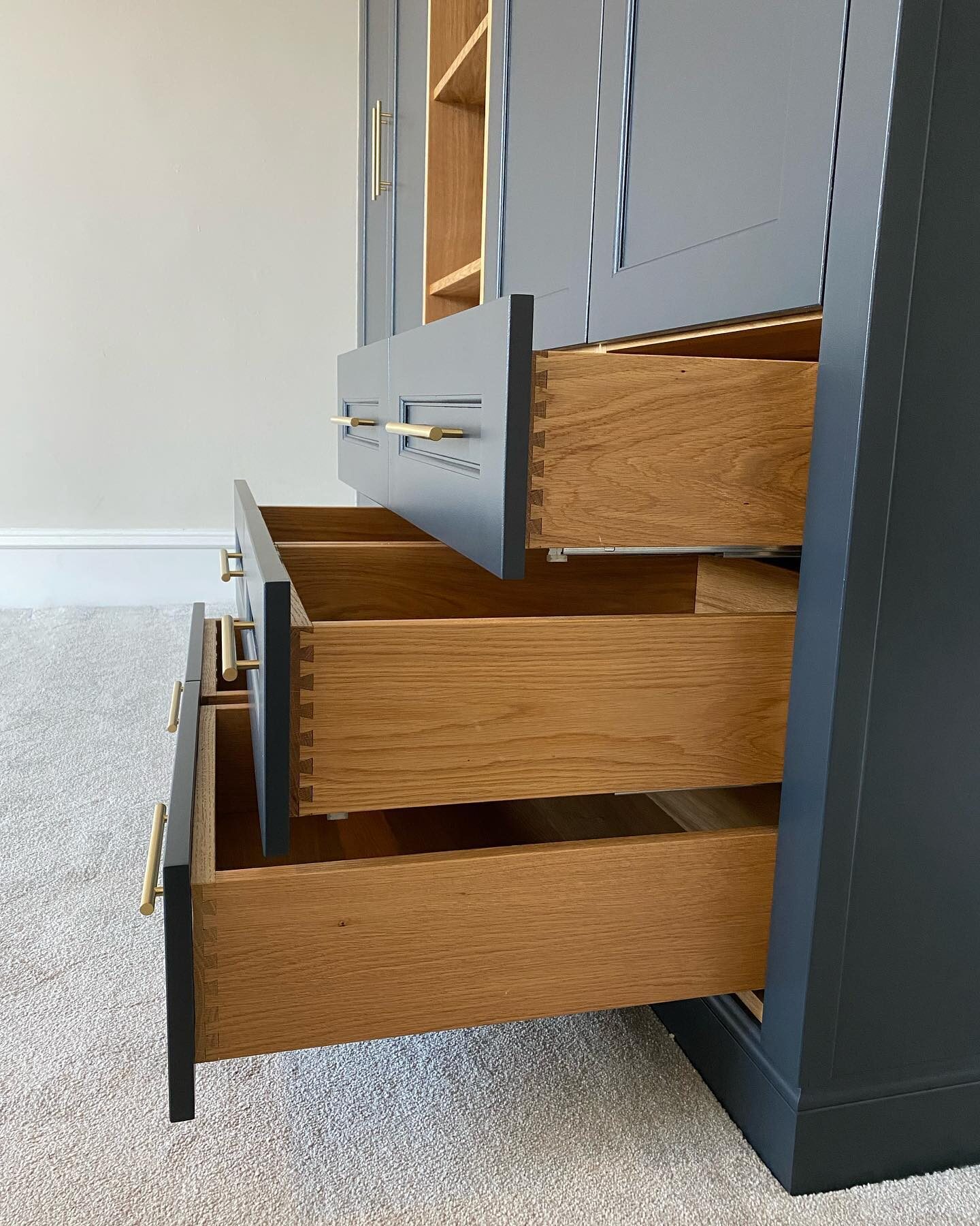 Bespoke fitted cabinetry with dovetailed oak drawers